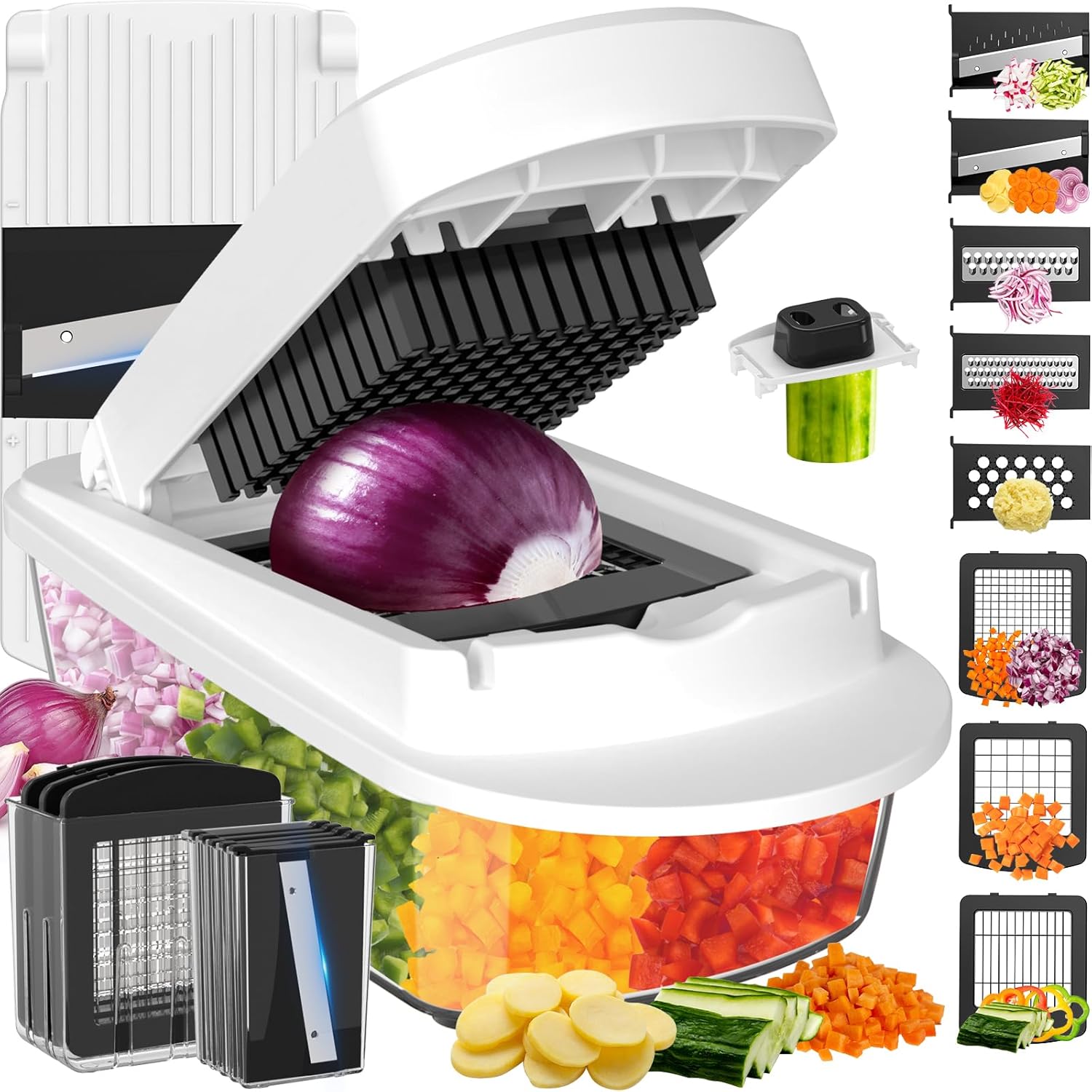 Kitchen Gadgets Vegetable Chopper - 8 Blade All-in-1 Vegetable Chopper Mandoline