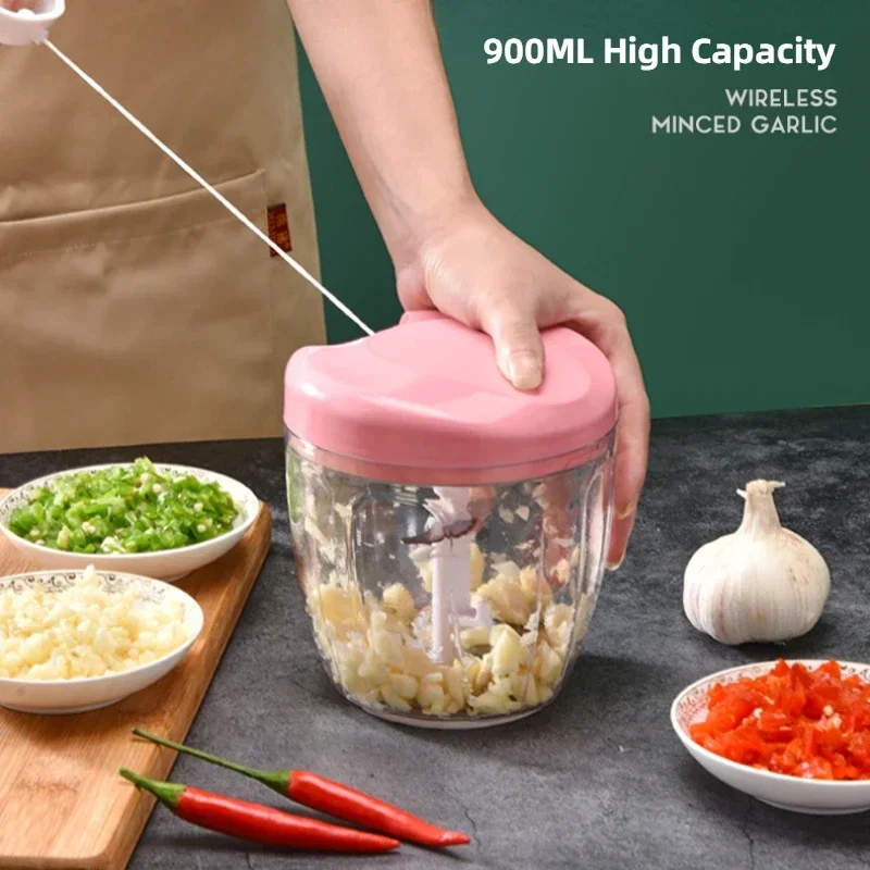 Kitchen Gadgets Vegetable Chopper - New Crusher 900ML Manual Meat Mincer