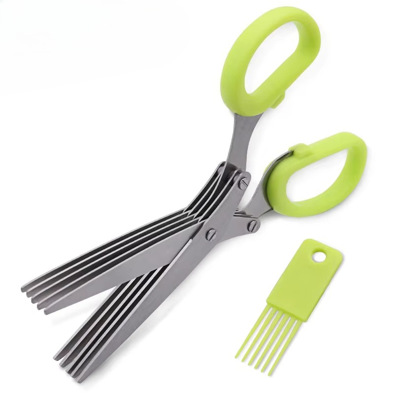 Herb Scissors 5 Blade - Multifunction Stainless Steel 5 Layer Kitchen