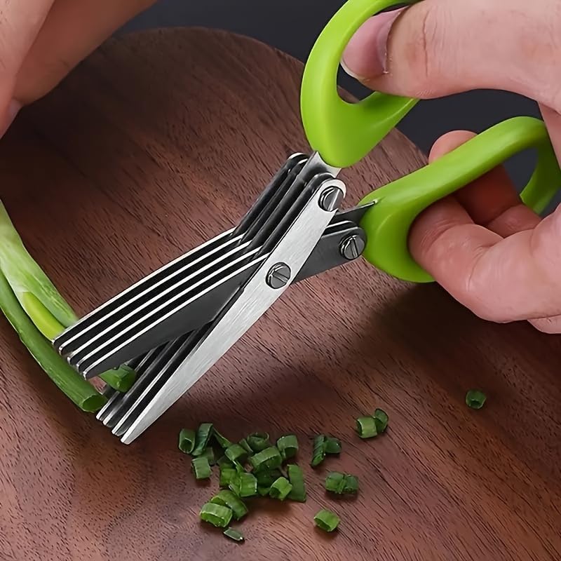 2Pcs Stainless Steel Multi-Lay - Herb Scissors 5 Blade ulasan dan harga