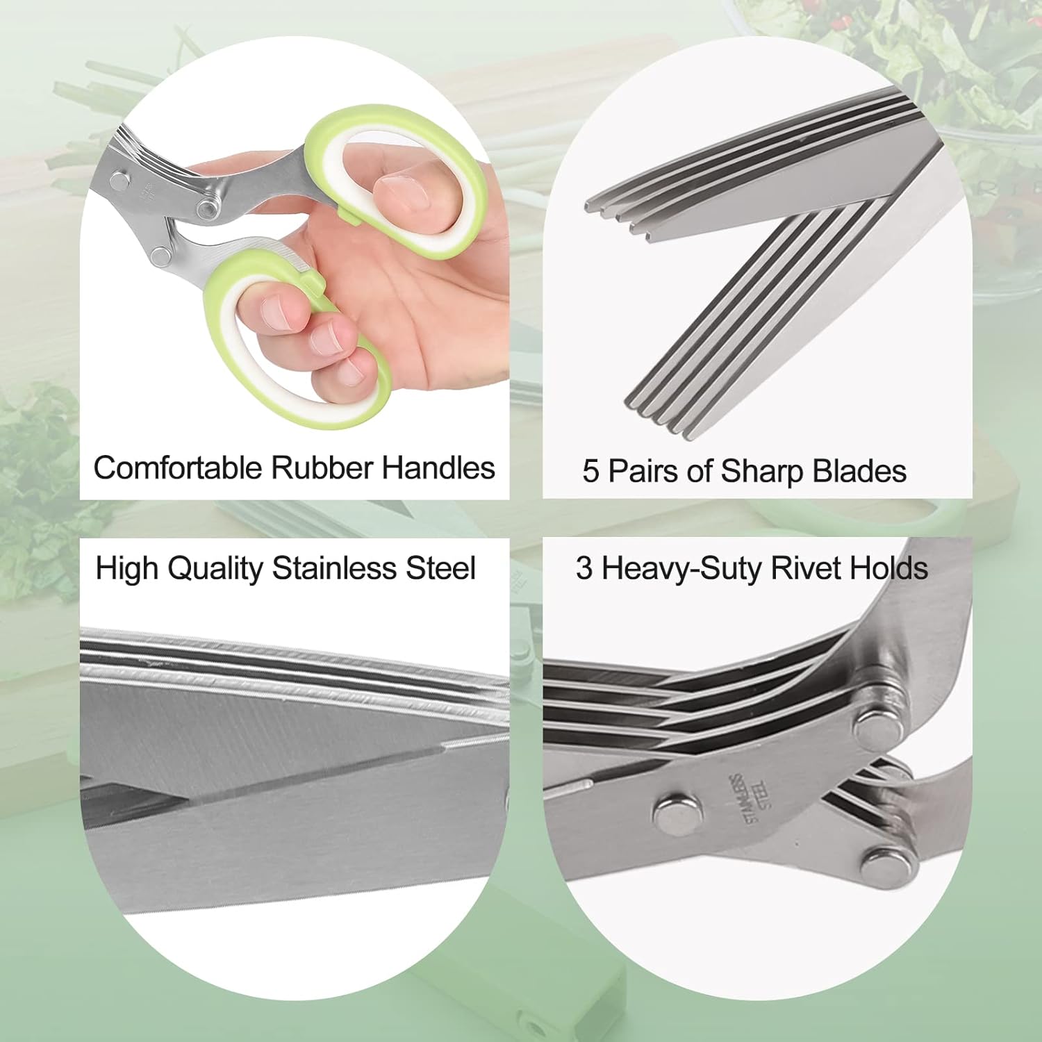 5-Blade Herb Scissors with Saf - Herb Scissors 5 Blade ulasan dan harga