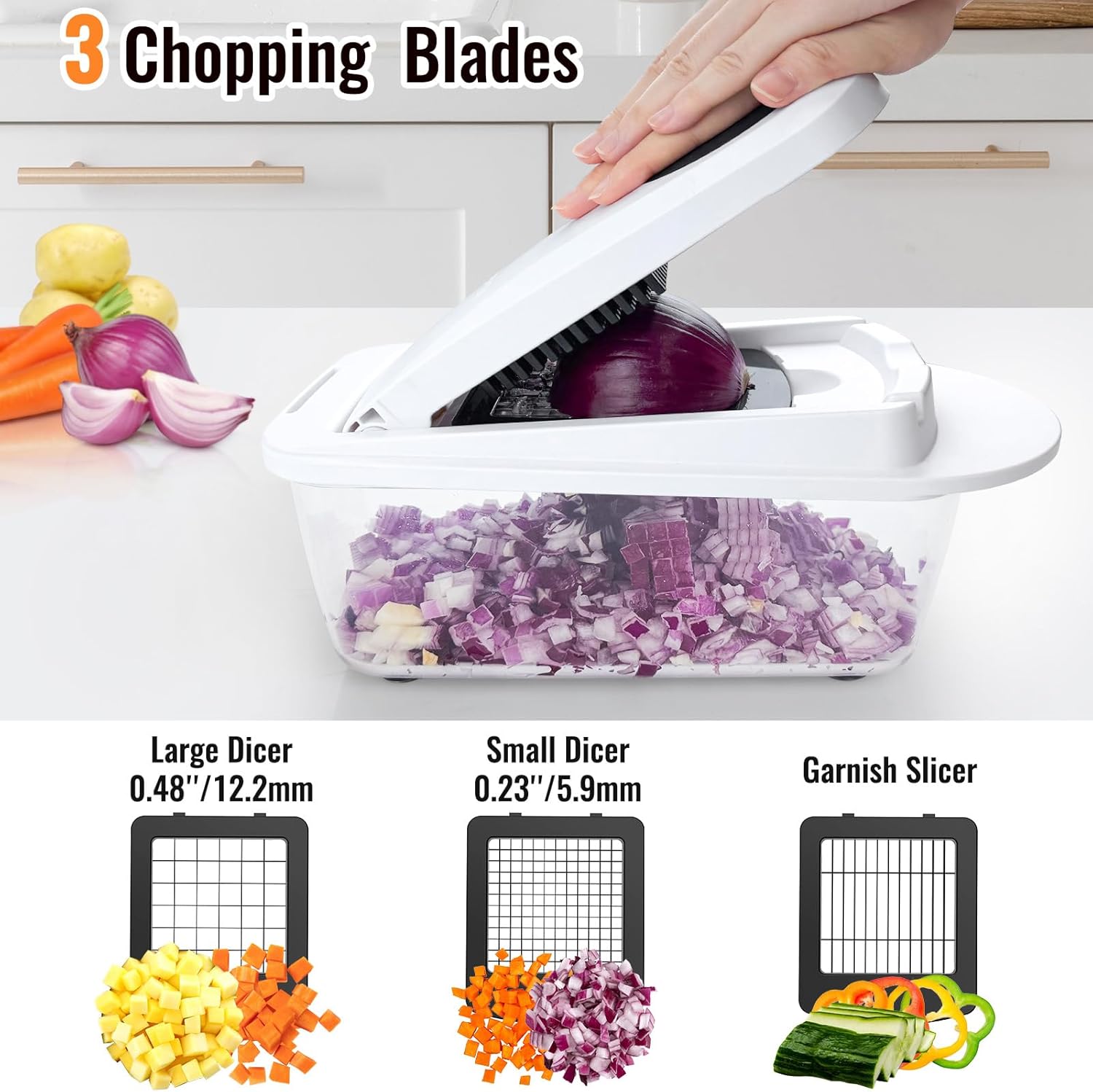 8 Blade All-in-1 Vegetable Cho - Kitchen Gadgets Vegetable Chopper ulasan dan harga