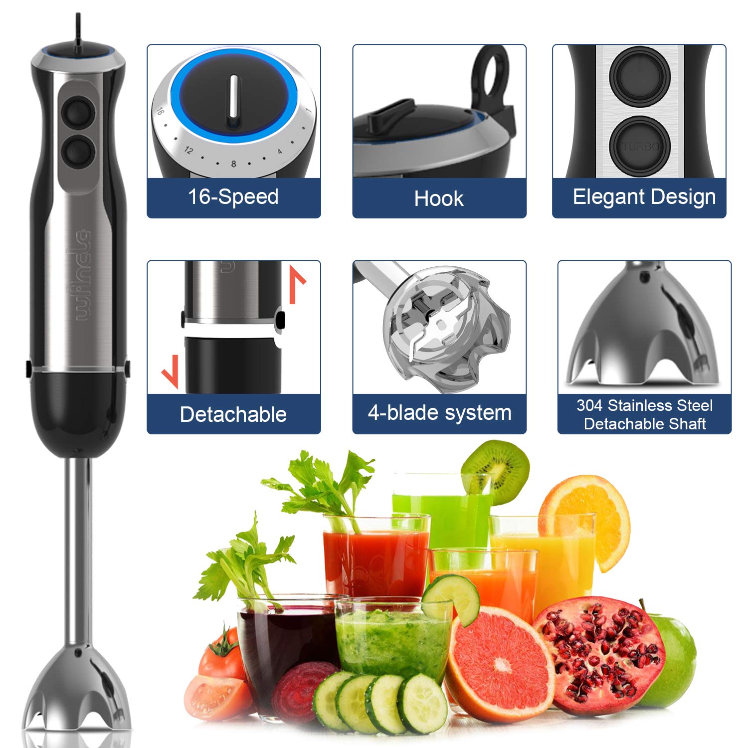 Wancle 1000W Immersion Hand Bl - Immersion Blender Stick ulasan dan harga