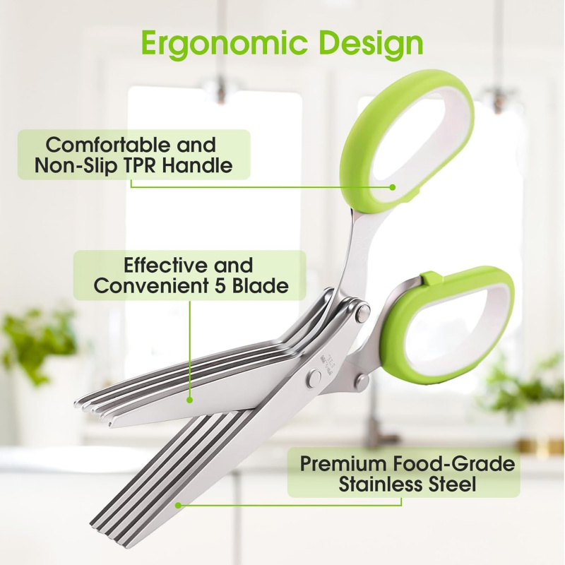 Herb Scissors Kitchen Shears w - Herb Scissors 5 Blade ulasan dan harga