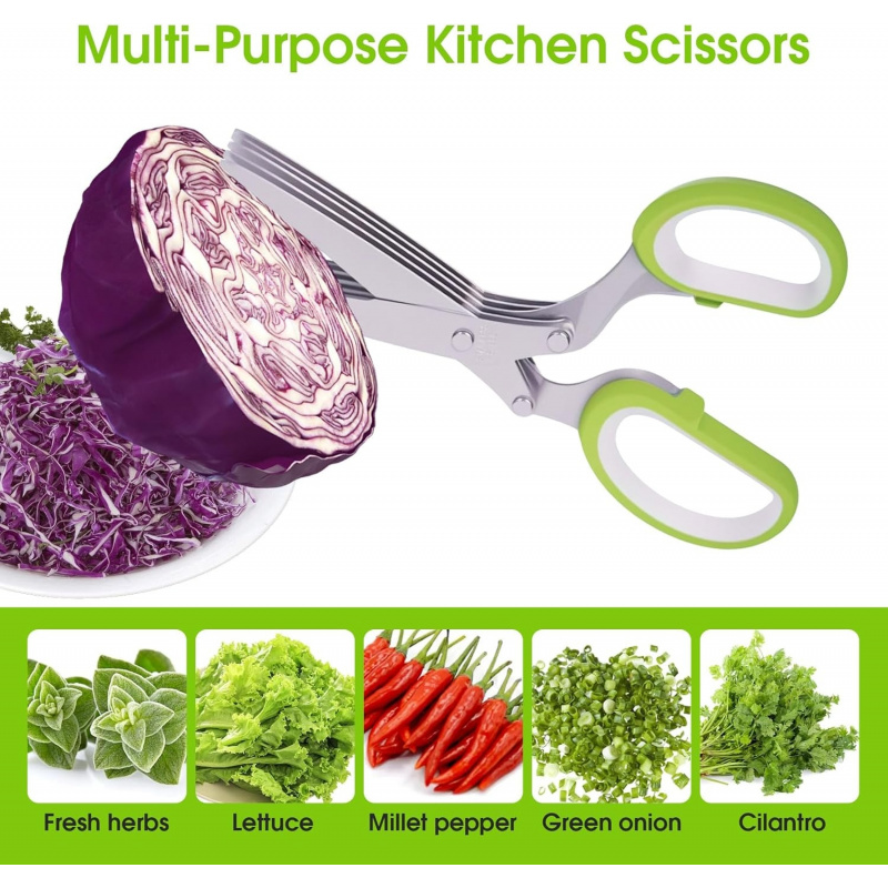 Herb Scissors Kitchen Shears w - Herb Scissors 5 Blade ulasan dan harga