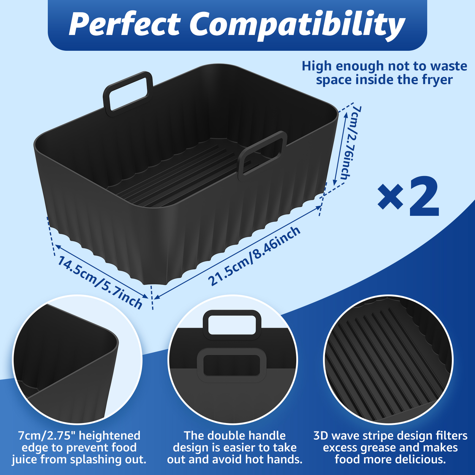2Pcs Air Fryer Silicone Pot Ai - Air Fryer Accessories ulasan dan harga